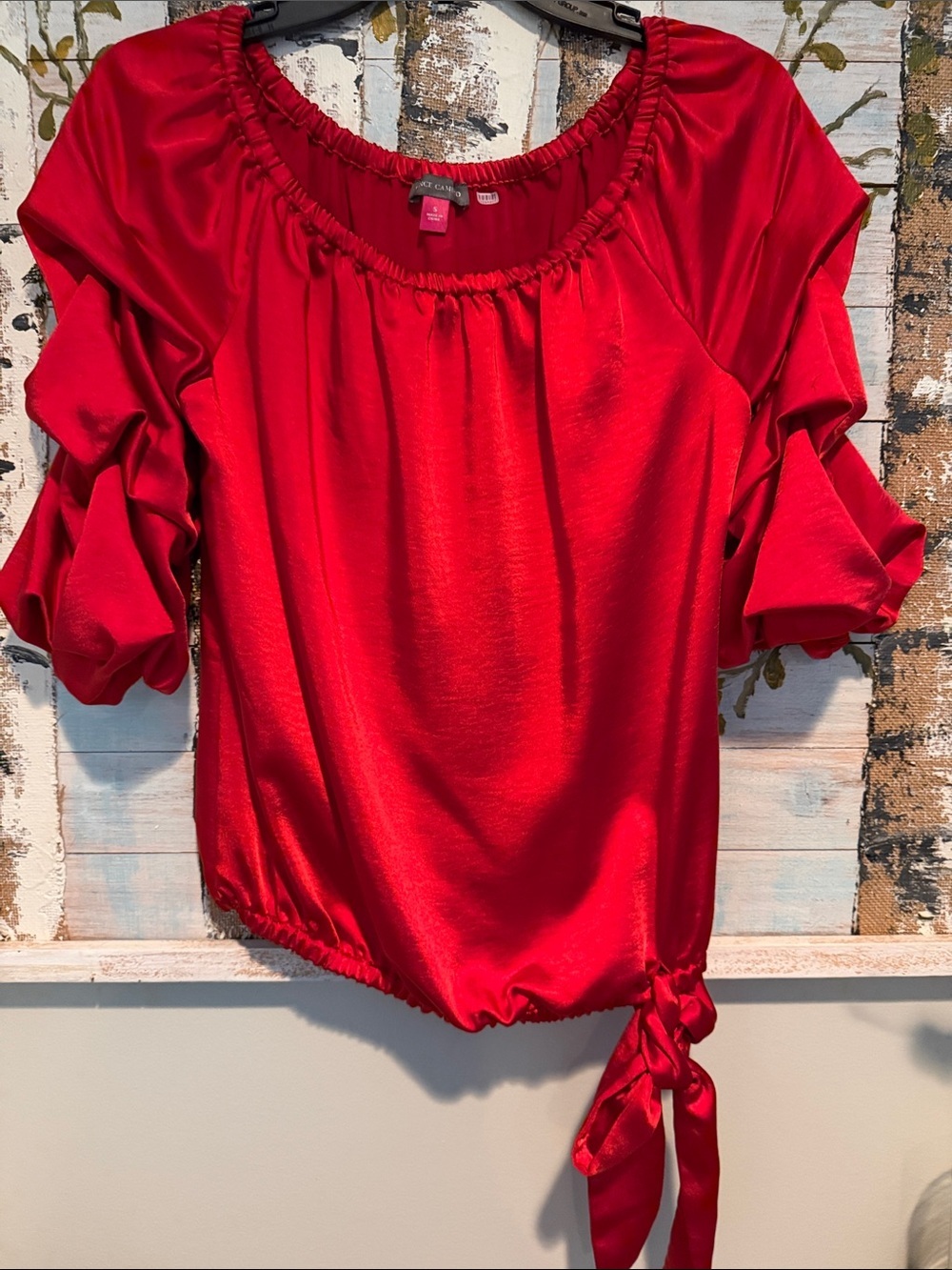 Vince Camuto Red Ruffle Sleeve Blouse